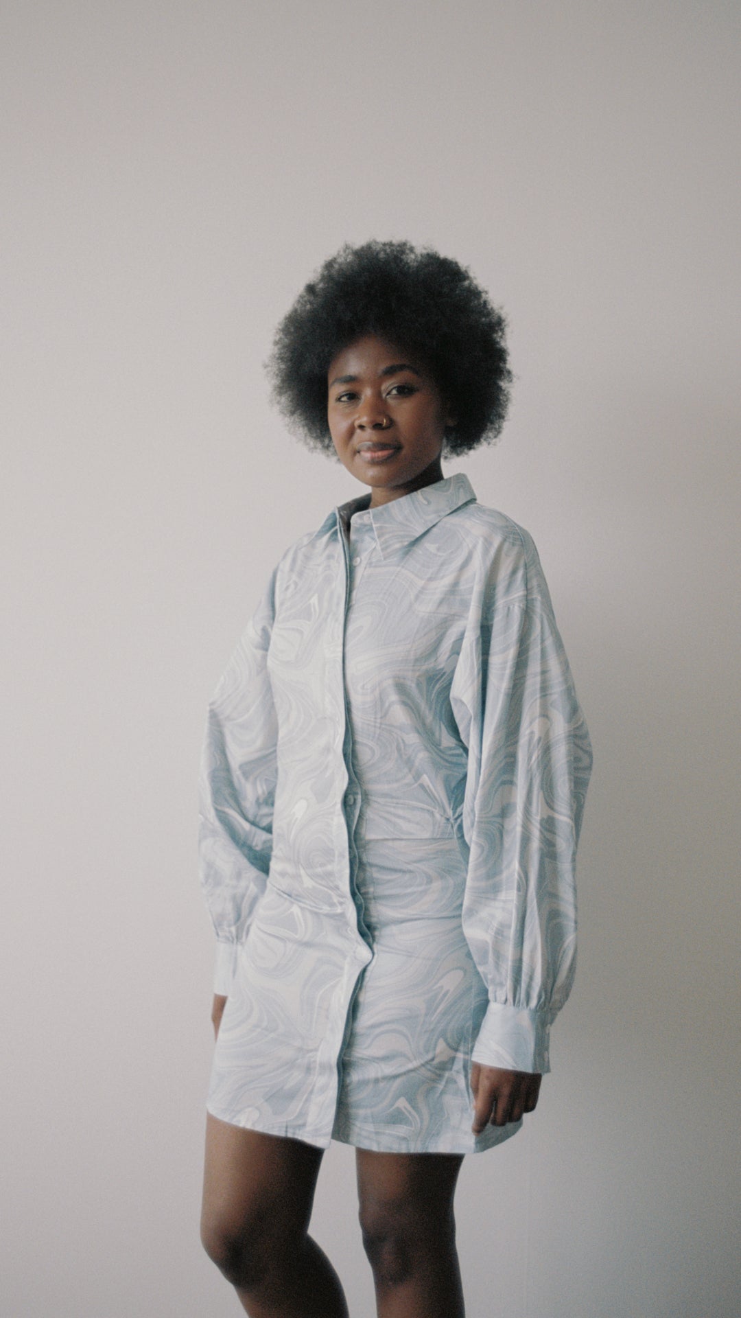 SWIM CLUB Cover shirt Dress Liquid marble print