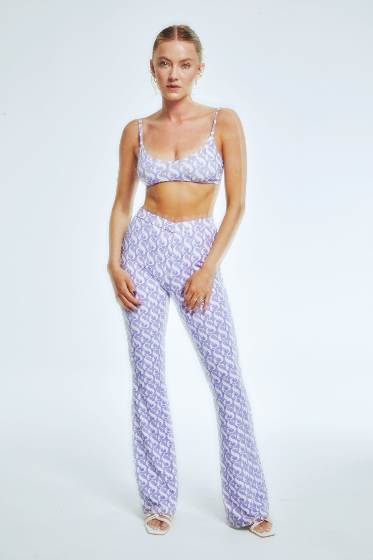 SWIM CLUB Festival pant print Pants Logo print, Purple / White